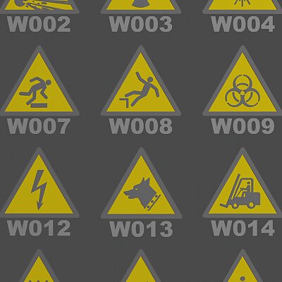 ISO 7010 Warning sign collection complete  Warnzeichen Sammlung vollständig W001  W067