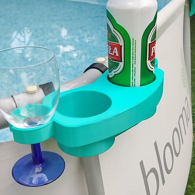Beverage holder for metal frame garden pool