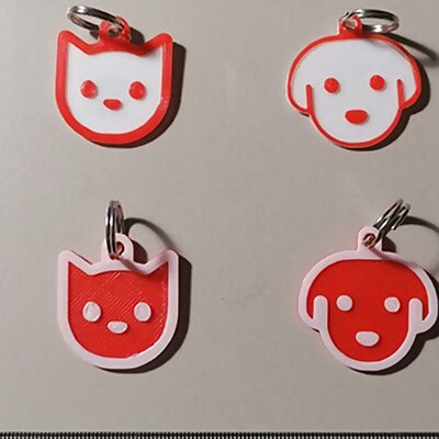Dog  Cat Keyring Tags  Body and Face