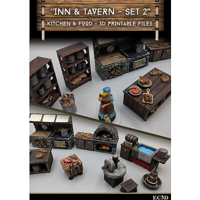 Inn  Tavern Items  Set 2  Kitchen and Food  28mm gaming  Sample Items