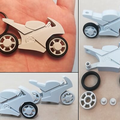motorcycle keychain with spinning wheels