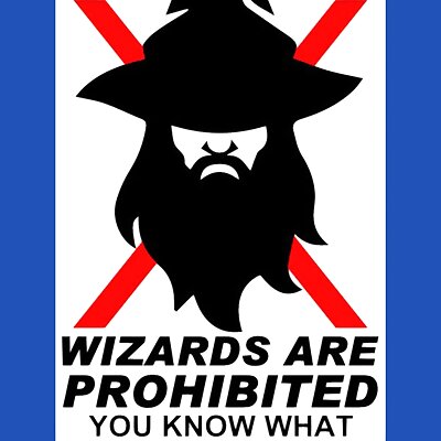 WIZARDS ARE PROHIBITED YOU KNOW WHAT YOU DID sign