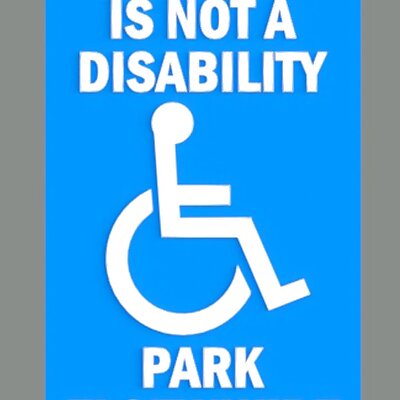 STUPIDITY IS NOT A DISABILITY PARK ELSEWHERE sign