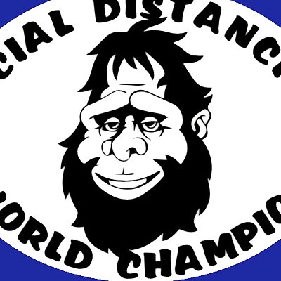 SOCIAL DISTANCING WORLD CHAMPION sign