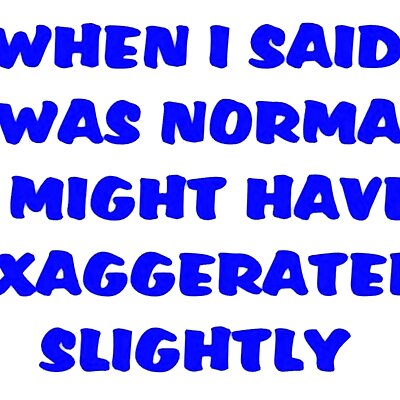 WHEN I SAID I WAS NORMAL I MIGHT HAVE EXAGGERATED SLIGHTLY sign