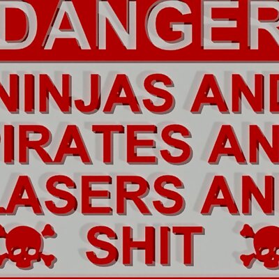 DANGER  NINJAS AND PIRATES AND LASERS AND SH!T SIGN