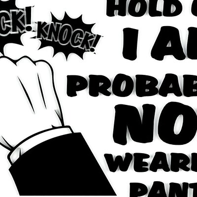 HOLD ON I AM PROBABLY NOT WEARING PANTS door sign