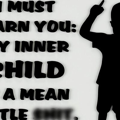 I MUST WARN YOU MY INNER CHILD IS A MEAN LITTLE SH!T sign