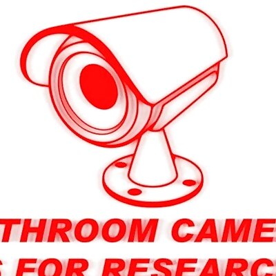 ATTENTION BATHROOM CAMERA IS FOR RESEARCH PURPOSES ONLY sign