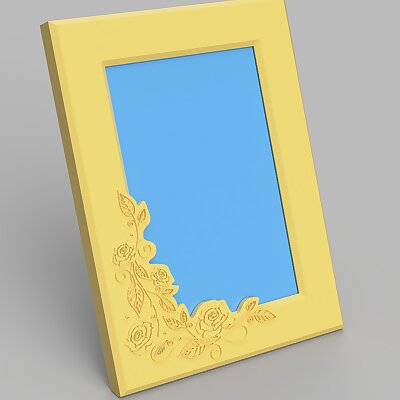 6 X 4 Photo Frame with Floral Design and Integral Stand and Backplate Lock Portrait orientation