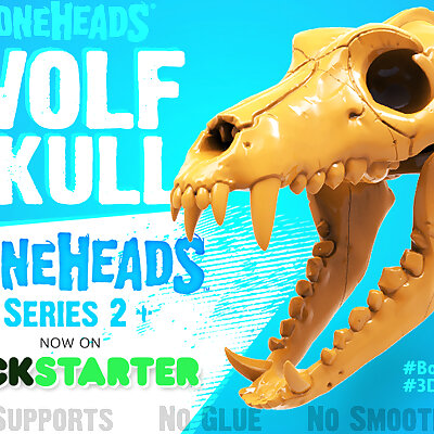 Boneheads Series 1 Wolf Skull w Articulated Jaw  via 3DKitbashcom