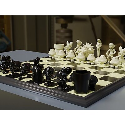 Mario ChessSet w 3D printable boards DMcG