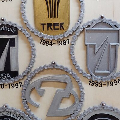Trek Bicycle Headbadges Through the Years as Ornaments