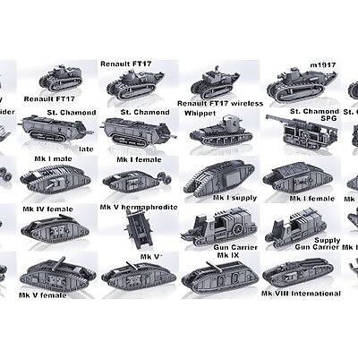 1200 WWI tanks and vehicles