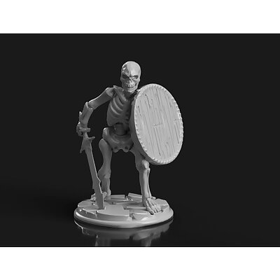 Skeleton with Longsword and Round Shield