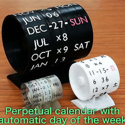 Perpetual calendar with mechanically automatic day of the week