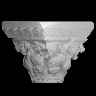 Capital  Lions in Scrolling Foliage