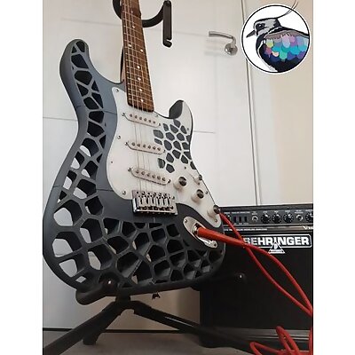 3D Printed Guitar Body  Stratocaster Type  Voronoi