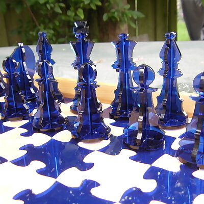 Chess set derivative with jigsaw chessboard