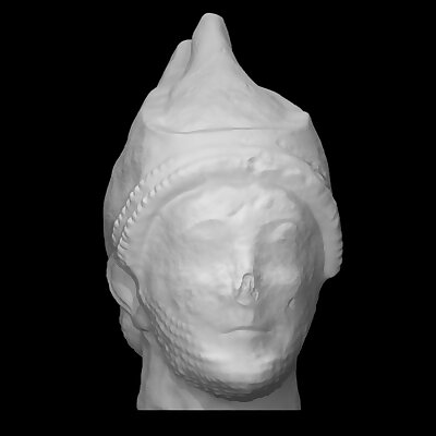 Head of male votary with double conical cap