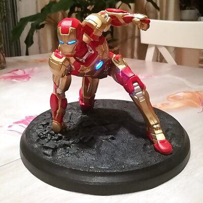 Iron Man MK42  Super Hero Landing Pose  with lights