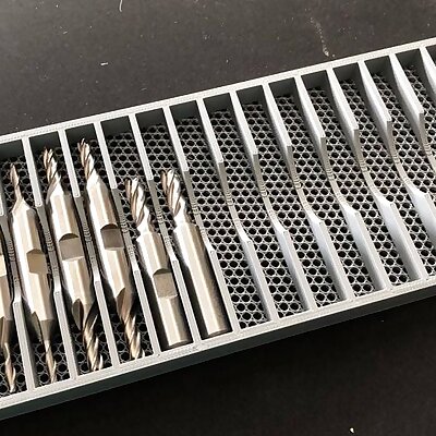 ﻿End mill tray 1x18 layout for 38 shank x 314 long doubleended