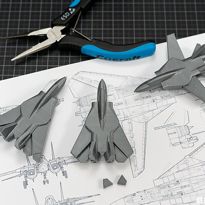 Printinplace and articulated F14 Jet Fighter with Improved Wingdesign