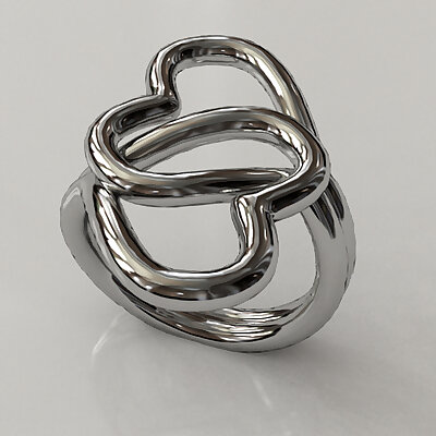 Knotted hearts ring
