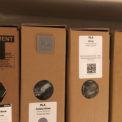PLA filament sample sign for Prusa filament cardboard box
