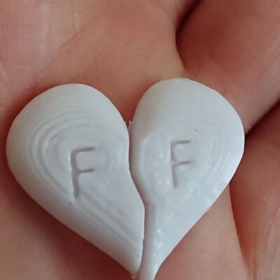 Split Valentine heart with initials