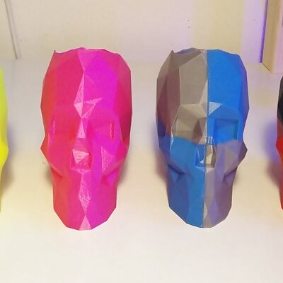 Lowpoly Skull pen holder for two color print remixed and bottom repaired