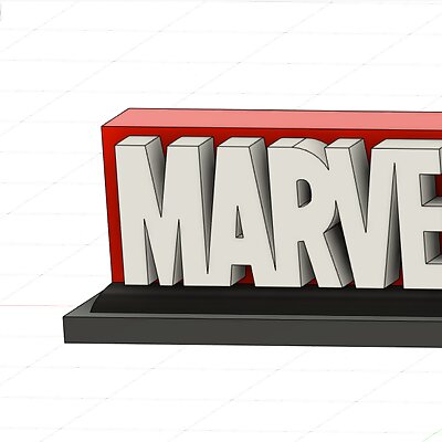Marvel Logo auf Sockel