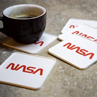 NASA coasters for dual extrusion multi material or single nozzle printers