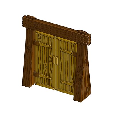 Wood Dungeon Door w Straight Header  Working