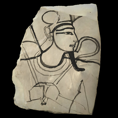 Painted fragment ostracon of Osiris