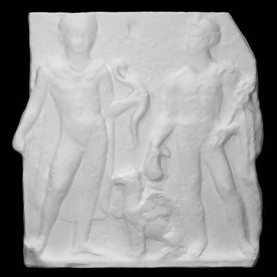 Fragment of a Sarcophagus with a depiction of Apollo and Mercury