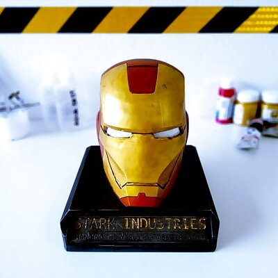 Weathered Ironman bust with base