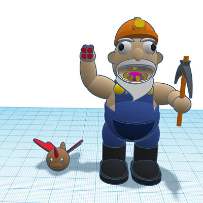 Dyna the Miner and his imaginary worm TinkerCharacters