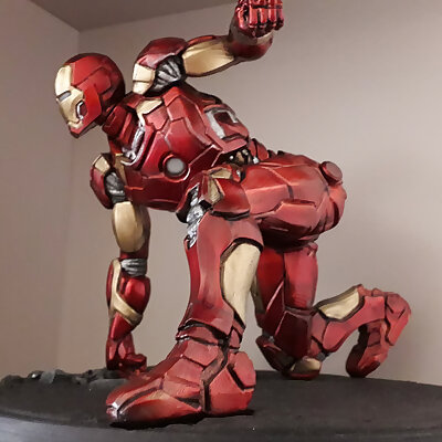Iron Man MK43  Super Hero Landing Pose  with lights  MINIMAL SUPPORTS EDITION