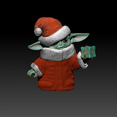 Santa Hat Baby Yoda with Holocron