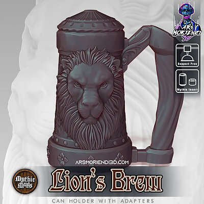 Mythic Mugs  Lions Brew  Can Holder  Storage Container