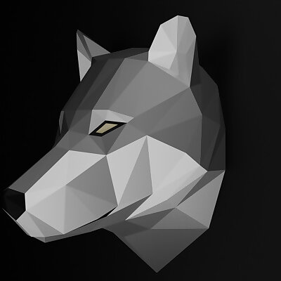 LowPoly Grey Wolf Head
