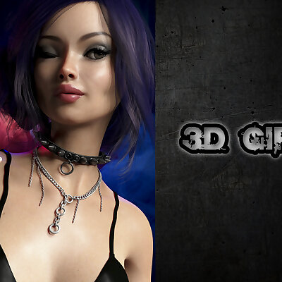 3D girl character and illustration