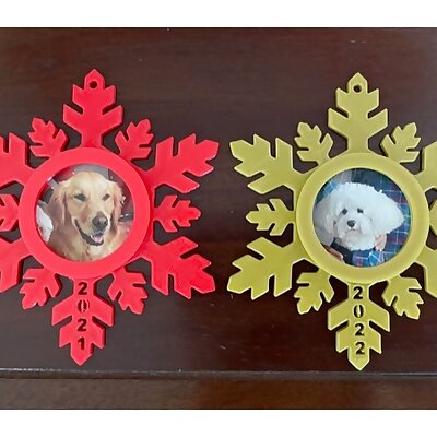 Snowflake Photo Ornament with INSET year
