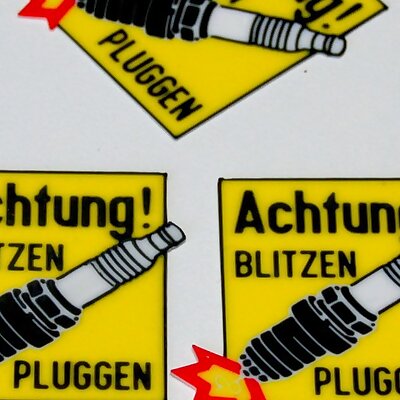 Spark plug warning sign  for 2stroke and petrol engine applications