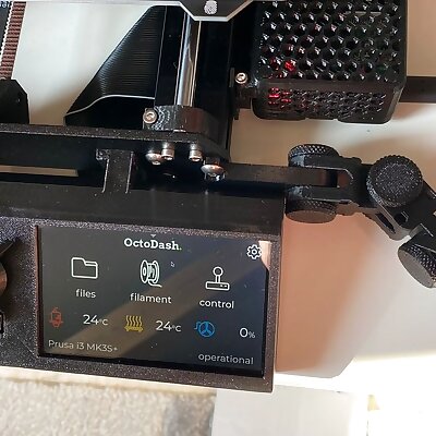 YRail Adapter modified for usage with Hyperpixel 4 Touchscreen LCD with Raspberry Pi4 for Octoprint and OctoDash for Prusa i3 MK3S version without power button