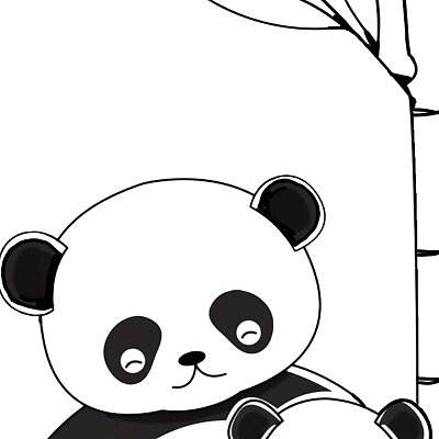 Cute Panda family  2d wall art