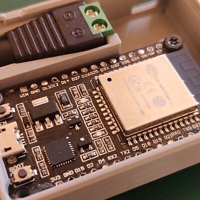 ESP32 DevKit V1 Case with Snappable Lid  Barrel Plug Cutout