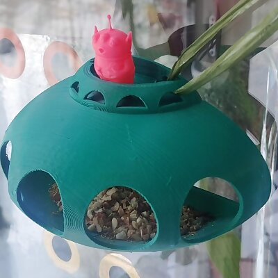 Window bird feeder from outer space