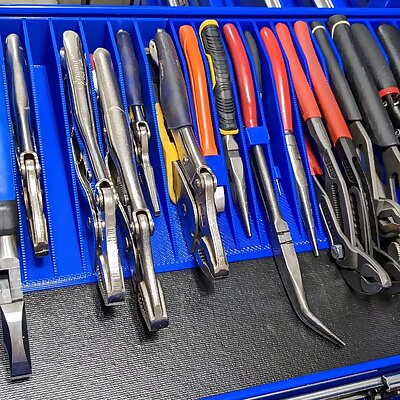 Pliers organizer for toolbox drawer 2 pieces with dovetail joint